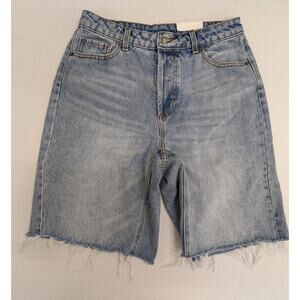 KBB By Kahlana Women’s Denim Shorts Light Wash Raw Hem Casual Size 4